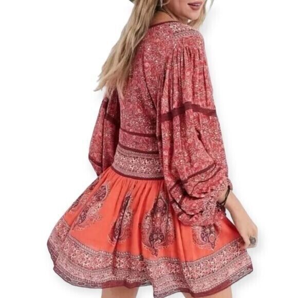 FREE PEOPLE NWT Luna Scarf Print Tunic Top/Dress- size S -‎ Boho Flowy Indie - Picture 2 of 8